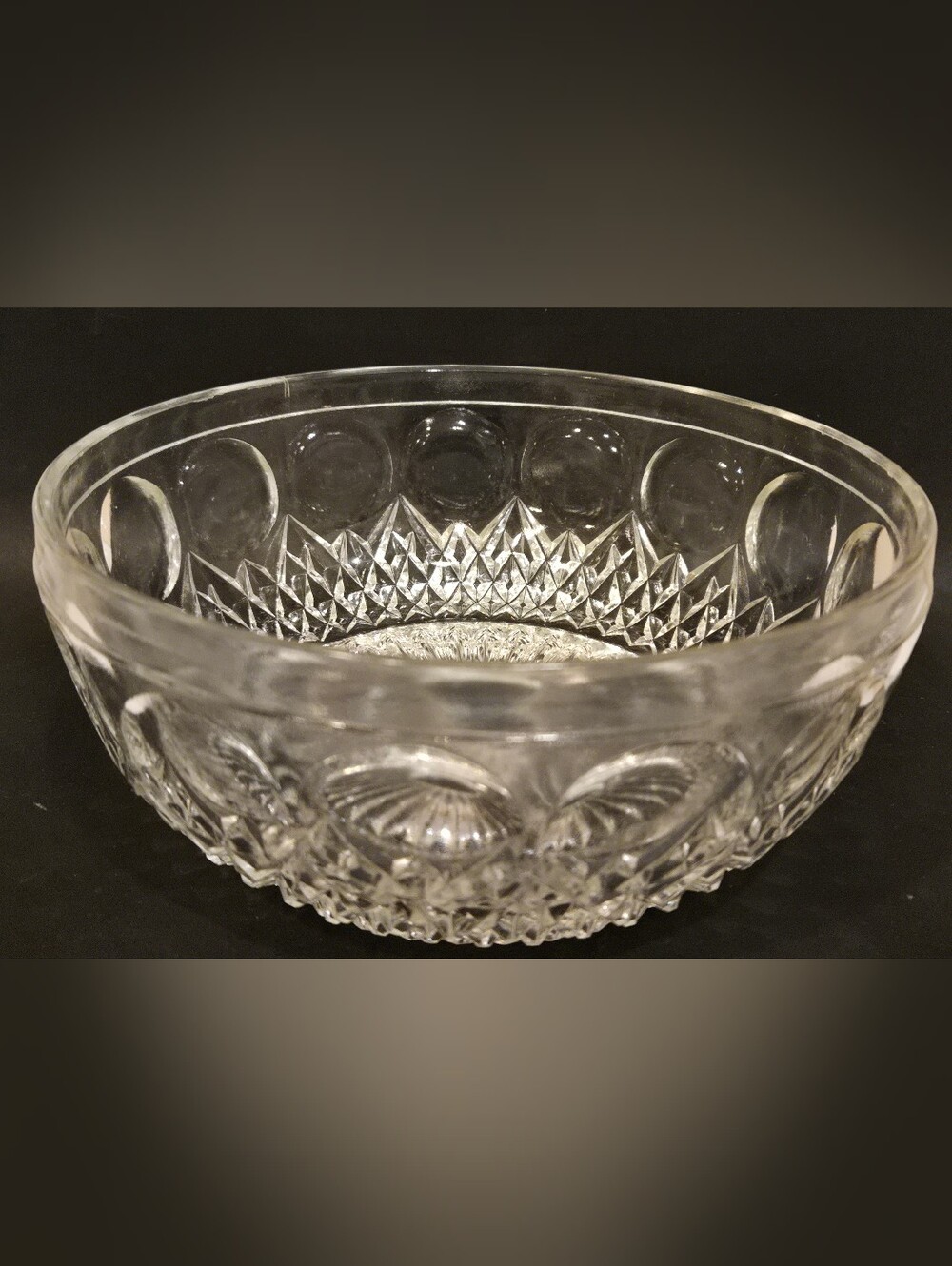 Vintage Pressed Clear Glass Serving Bowl - Elegant Home Dining